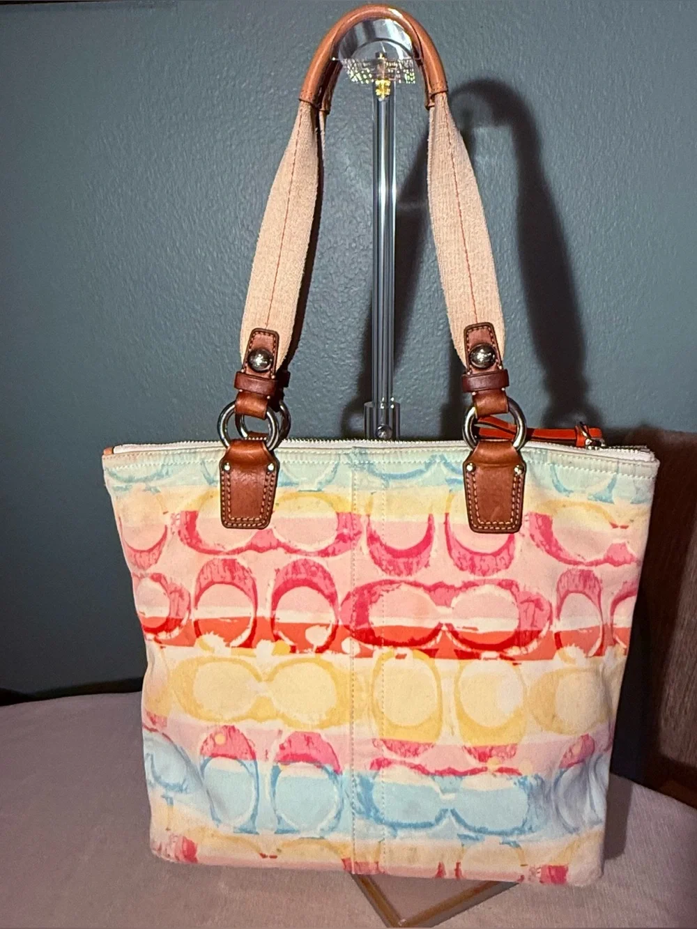 Coach 11756 Hamptons Weekend Watercolor Signature Tote Y2K Scribble Bag